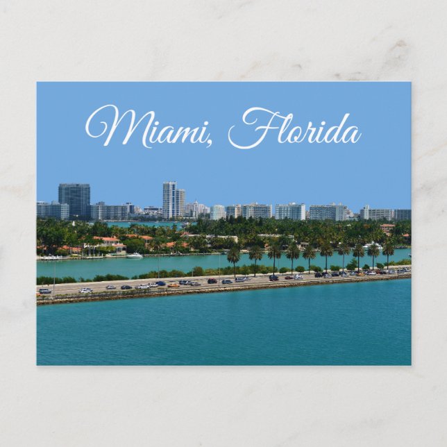 Biscayne Bay Miami Beach Florida Travel Postkort Vykort (Framsida)