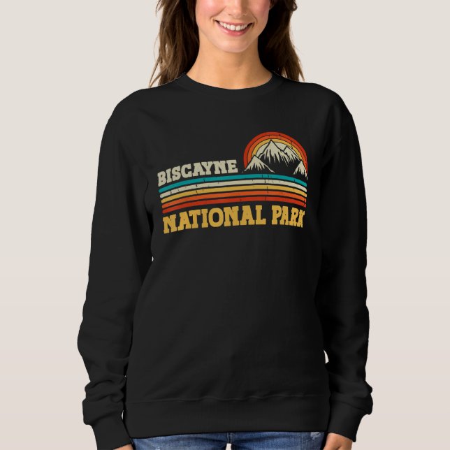 Biscayne National Park Mountain Trees & Sun Campin T Shirt (Framsida)