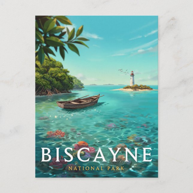 Biscayne National Park Tropisk Lagun Konst Vykort (Framsida)