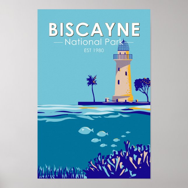 Biscayne nationalpark Boca Chita Nyckel Vintage Poster (Framsidan)