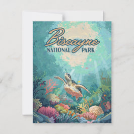Biscayne nationalpark Florida Turtle Coral Card