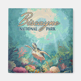 Biscayne nationalpark Florida Turtle Coral Retro Magnet