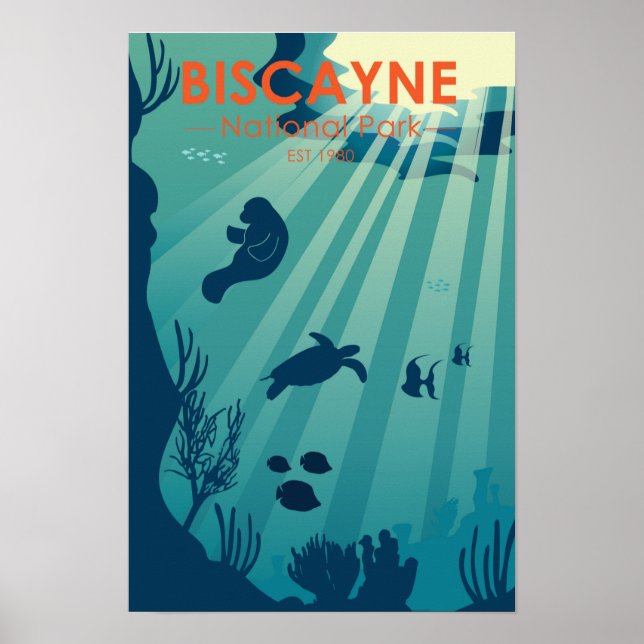 Biscayne nationalpark Florida Underwater Maritime Poster (Framsidan)