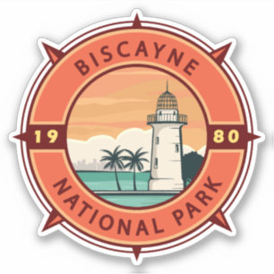 Biscayne nationalpark Retro Compass Emblem Klistermärken