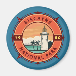 Biscayne nationalpark Retro Compass Emblem Magnet