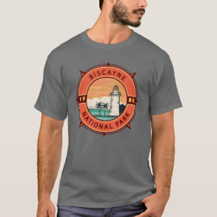 Biscayne nationalpark Retro Compass Emblem T Shirt
