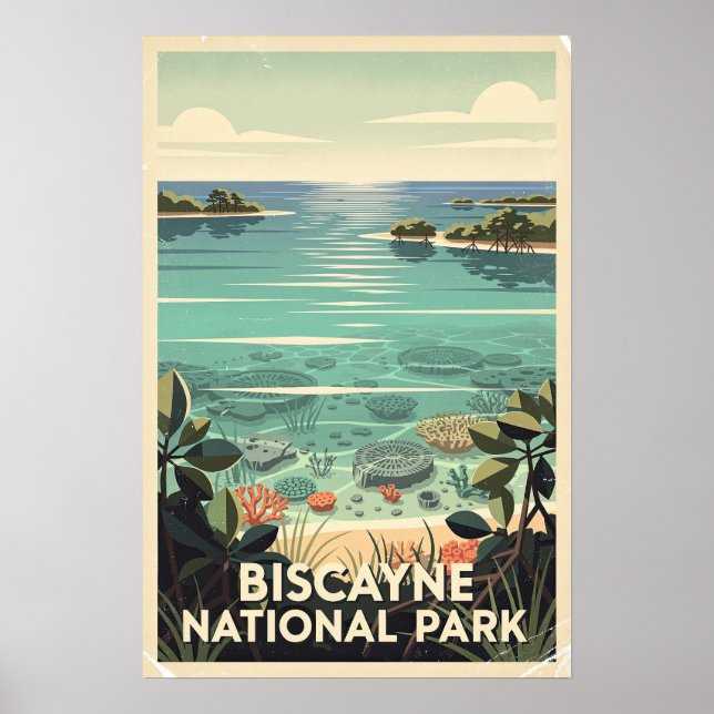 Biscayne Nationalpark Retro Poster (Framsidan)