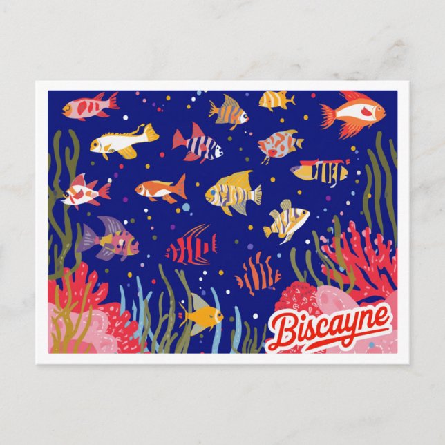 Biscayne Nationalpark Revfisk Konst Vykort (Framsida)
