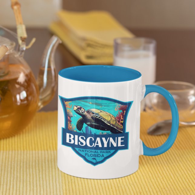Biscayne nationalpark Turtle Illustration Retro Mugg (Skapare uppladdad)