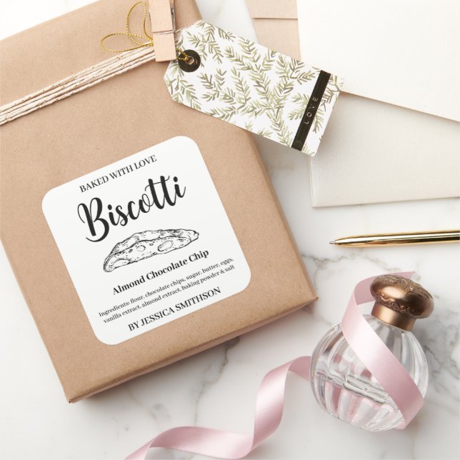 Biscotti Anpassad Hemmagjord etikett BIS001sq (Gifting)