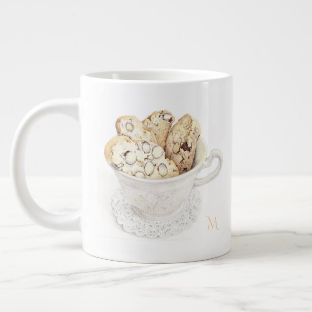 BISCOTTI Stor vit mugg + Initialer Jumbo Mugg (Vänster)