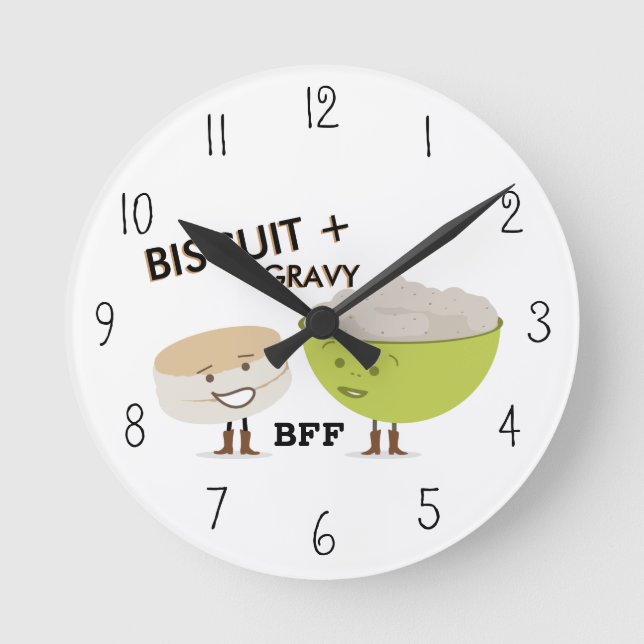 Biscuit & Gravy BFF Funny Clock Rund Klocka (Framsida)