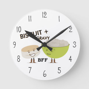 Biscuit & Gravy BFF Funny Clock Rund Klocka