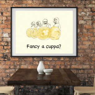 Biscuit Police Teckning Funny Finare a Cuppa Sloga Poster