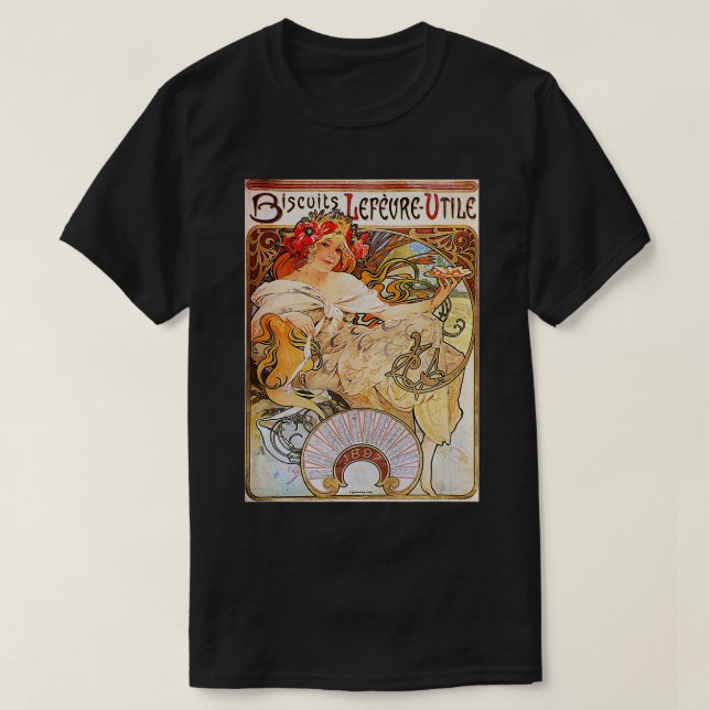 Biscuits Lefeure Utile Art nouveau Alphonse Mucha T Shirt (Design framsida)