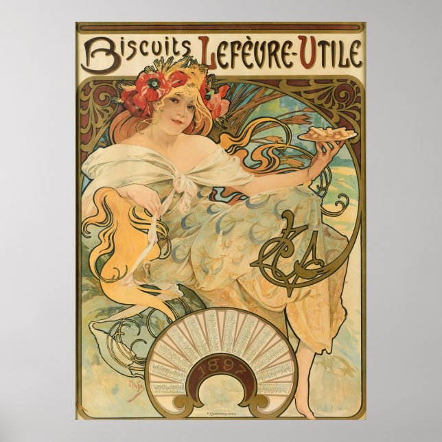 Biscuits Lefeure-utile - av Alphonse Mucha Poster (Framsidan)