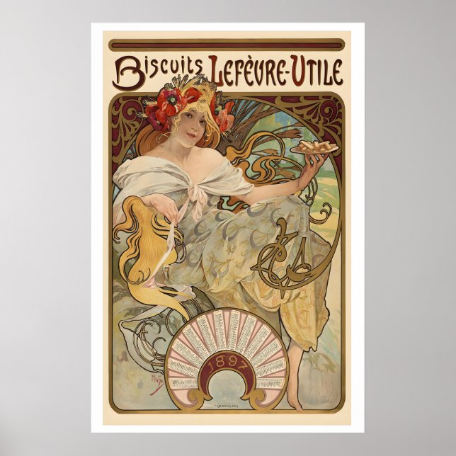Biscuits Lefevre-Utile 1897 Vintage Reklam Poster (Framsidan)