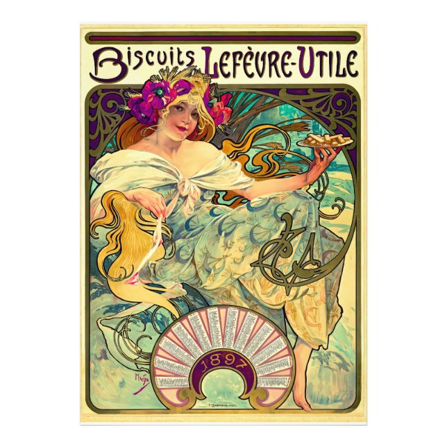 Biscuits Lefevre-Utile av Alphonse Mucha (1896) Fototryck (Framsidan)