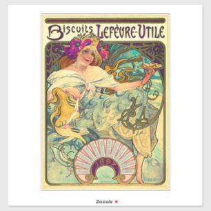 Biscuits Lefevre-Utile av Alphonse Mucha (1896) Klistermärken