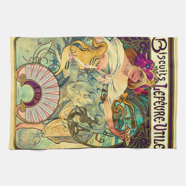 Biscuits Lefevre-Utile av Alphonse Mucha (1896) Kökshandduk (Horisontell)