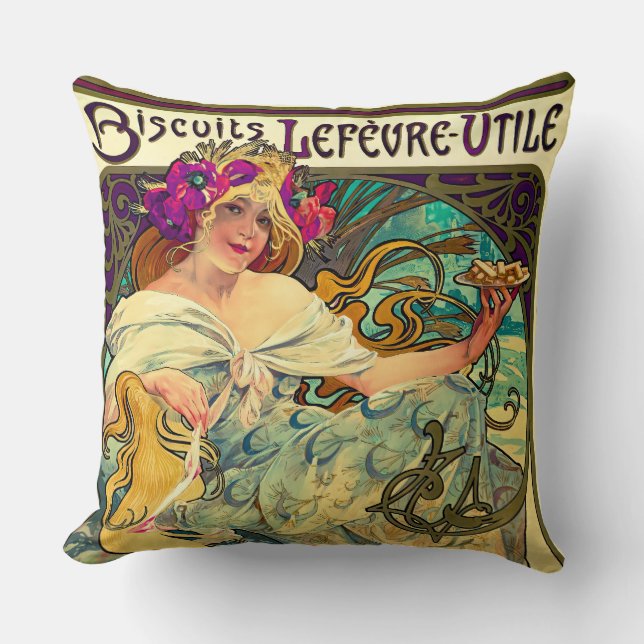 Biscuits Lefevre-Utile av Alphonse Mucha (1896) Kudde (Framsida)