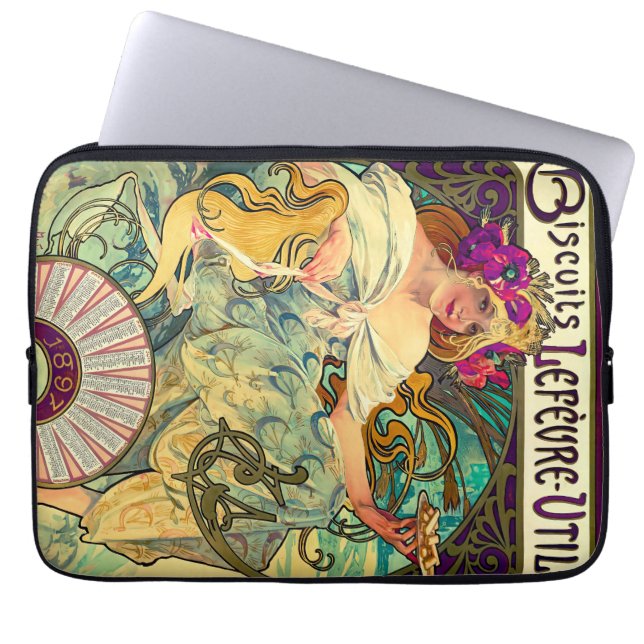 Biscuits Lefevre-Utile av Alphonse Mucha (1896) Laptop Fodral (Framsidan)