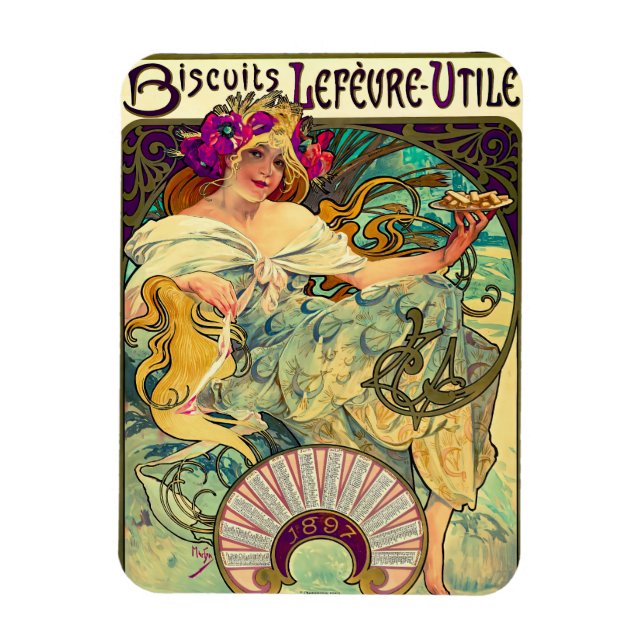 Biscuits Lefevre-Utile av Alphonse Mucha (1896) Magnet (Vertikal)