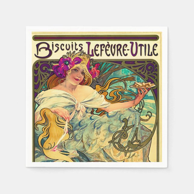 Biscuits Lefevre-Utile av Alphonse Mucha (1896) Pappersservett (Framsidan)