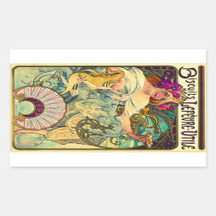 Biscuits Lefevre-Utile av Alphonse Mucha (1896) Rektangulärt Klistermärke