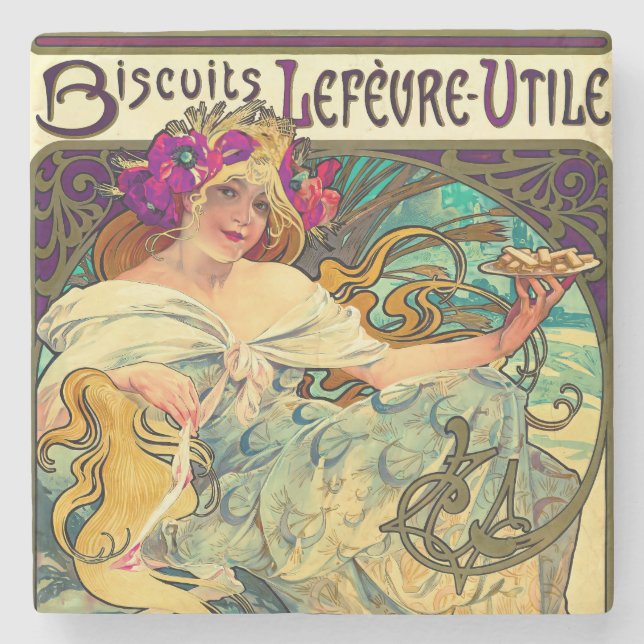 Biscuits Lefevre-Utile av Alphonse Mucha (1896) Stenunderlägg (Framsidan)