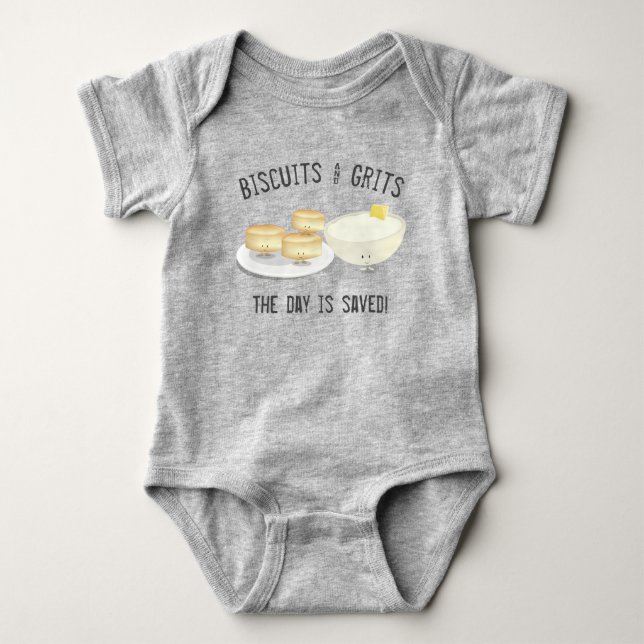 Biscuits och Grits Cute Food Tecknad T Shirt (Framsida)