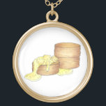 Biscuits och Sause Gravy Southern Breakfast Food Guldpläterat Halsband<br><div class="desc">Utformningen är en originalmarkör för en klassisk söderut frukostskål: kex och korvgrus! Denna illustration av kex och grus finns också på andra produkter. Ser du inte vad du är tittar för? Behöver du hjälp med anpassning? Kontakta Rebecca för att få något designat bara för dig.</div>