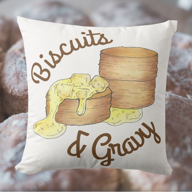 Biscuits och Sause Gravy Southern Breakfast Food Kudde (Biscuits and Gravy Pillow)