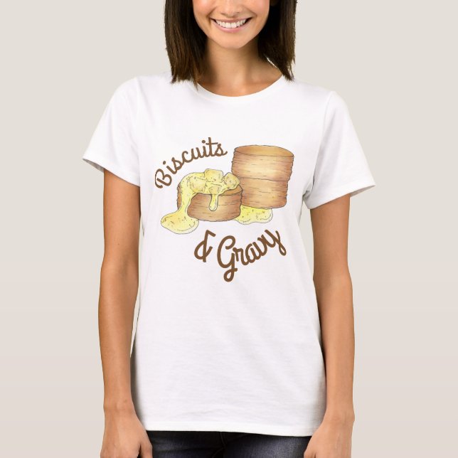 Biscuits och Sause Gravy Southern Breakfast Food T Shirt (Framsida)