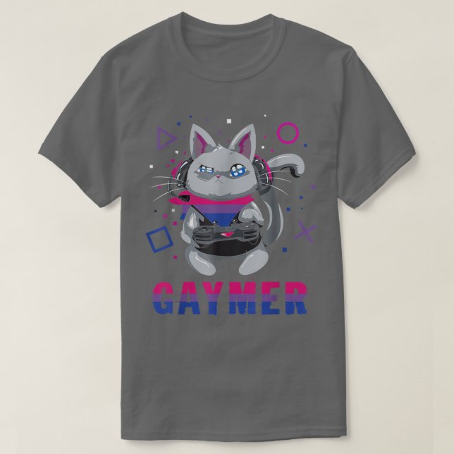 Biseual Gaymer Geek Pride Lesbisk Trans Cat Video T Shirt (Design framsida)