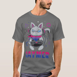 Biseual Gaymer Geek Pride Lesbisk Trans Cat Video T Shirt