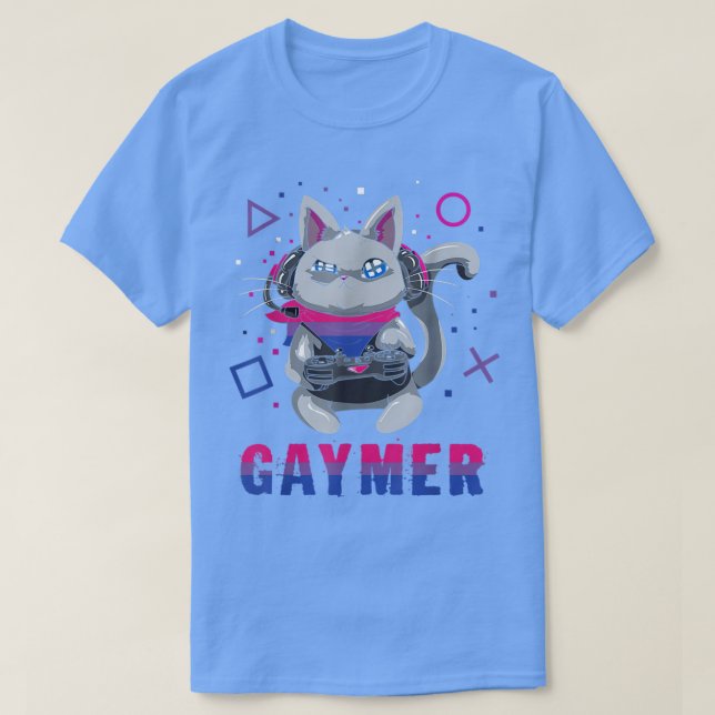 Biseual Gaymer Geek Pride Lesbisk Trans Cat Video T Shirt (Design framsida)