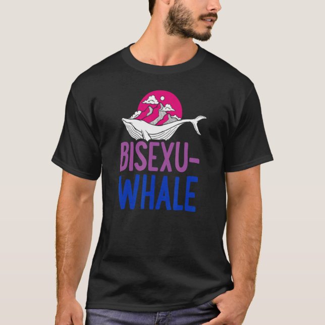 Bisexu Whale Bisexual Ocean Mountain Bi Pride Aest T Shirt (Framsida)