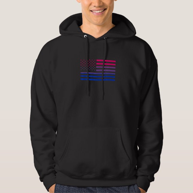 Bisexual American Flag LGBTQ Bisexual Pride Bisexu Hoodie (Framsida)