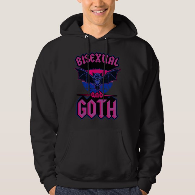 Bisexual And Goth Gothic Emo Bat Pride LGBTQ Hallo Hoodie (Framsida)