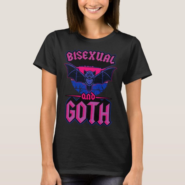 Bisexual And Goth Gothic Emo Bat Pride LGBTQ Hallo T Shirt (Framsida)