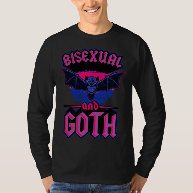 Bisexual And Goth Gothic Emo Bat Pride LGBTQ Hallo T Shirt (Framsida)