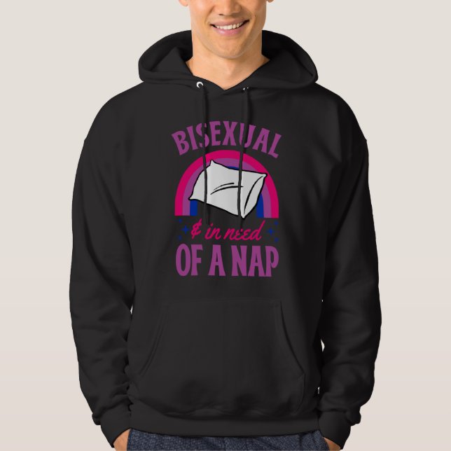 Bisexual And In Need Of A Nap Bisexual Pride Quote Hoodie (Framsida)
