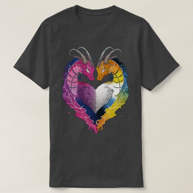 Bisexual Aroace Dragons LGBT-Pride Flagga T Shirt (Design framsida)