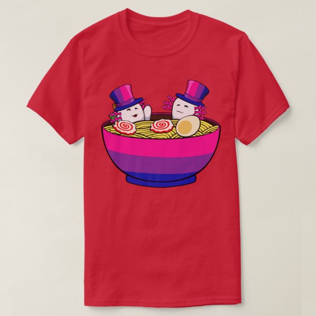 Bisexual Axolotl Ramen LGBT-Q Cute Subtle Bi Pride T Shirt (Design framsida)