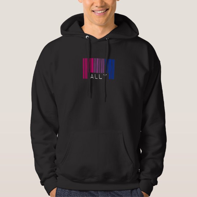 Bisexual Barcode Pride Ally Queer Aesthetic Lgbtq Hoodie (Framsida)