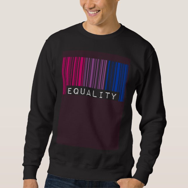 Bisexual Barcode Pride Equality Queer Aesthetic LG Lång Ärmad Tröja (Framsida)