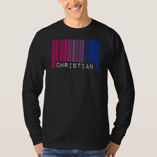 Bisexual Barcode-Pridet Christian Queer Aesthetic  T Shirt (Framsida)