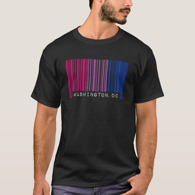 Bisexual Barcode-Pridet Washington DC Queer Aesthe T Shirt (Framsida)