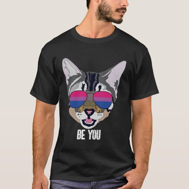 Bisexual Be You Bi Pride Cat T Shirt (Framsida)